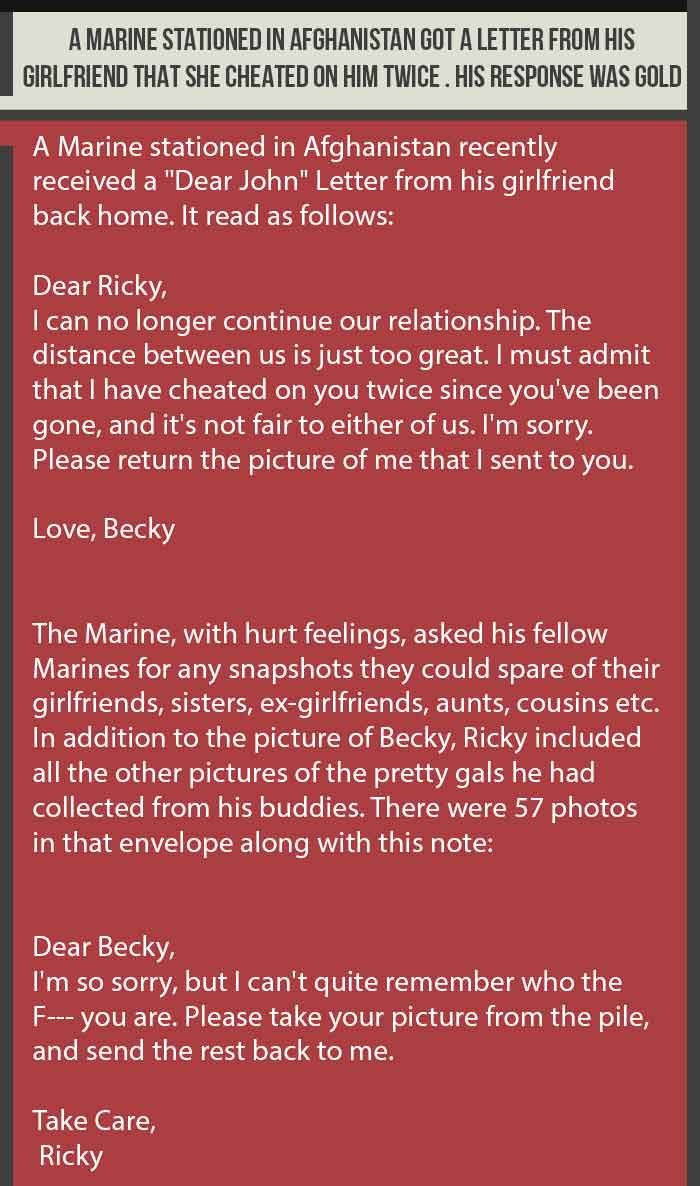 A Marine Got This Breakup Letter From His Girlfriend His Response